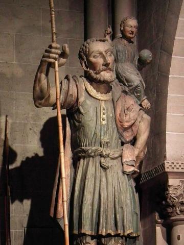 Statue de St Christophe (Basilique ND d'Avesnières, Laval)
